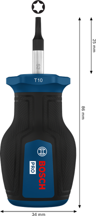 Tua vít ngắn Bosch PRO TX10 x 25 mm với tay cầm tiện dụng.